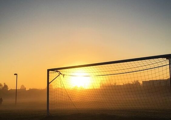 Football goal in the sunset Football goal in the sunset